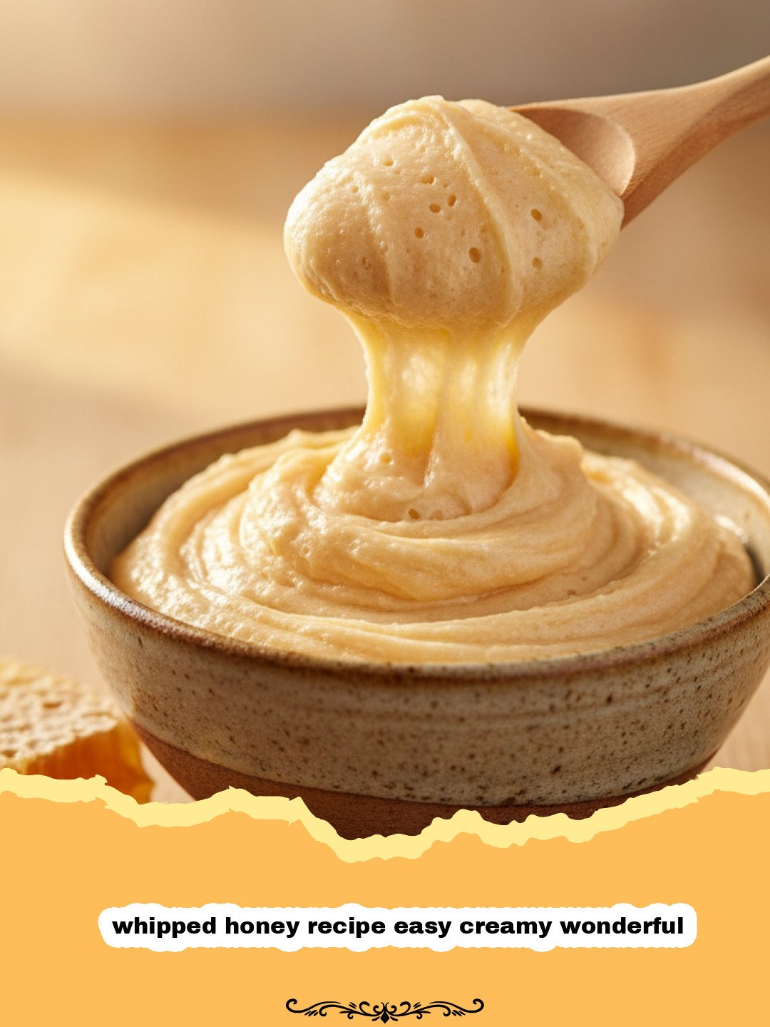 Unlock the Secret to Heavenly Honey: Your Easy Creamy Whipped Honey Recipe! 3 whipped honey recipe easy creamy wonderful - Close-up of a jar of fluffy, light-colored whipped honey with a wooden dipper.