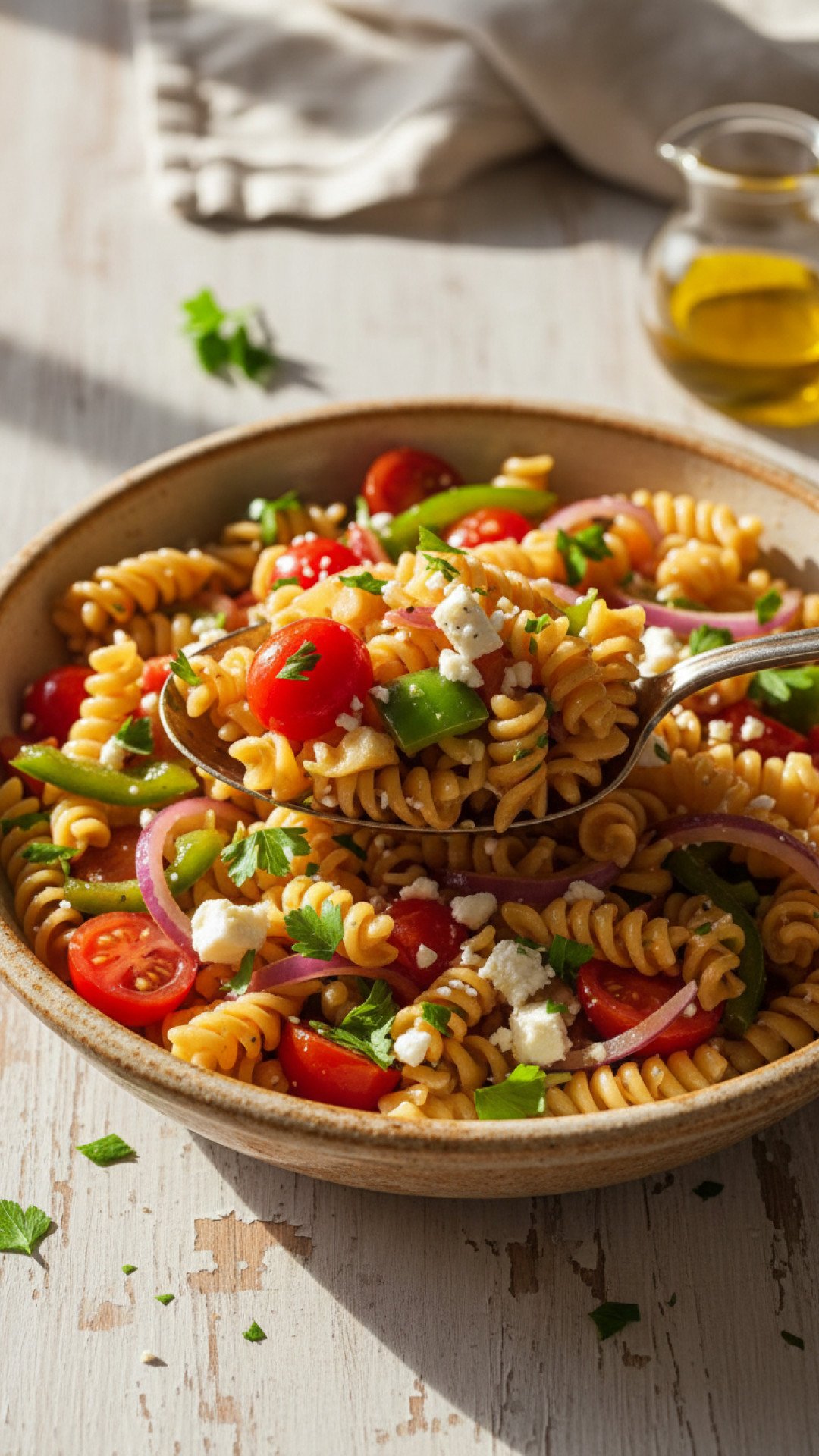 Zesty Italian Pasta Salad Preparation