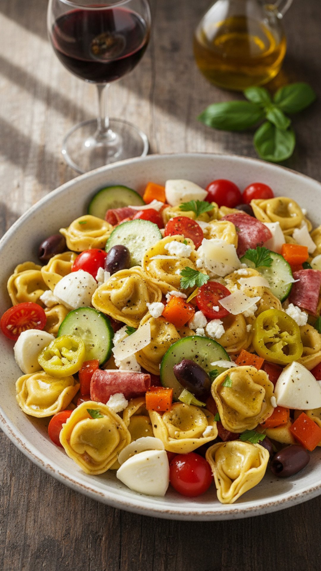 Zesty Italian Tortellini Salad Preparation