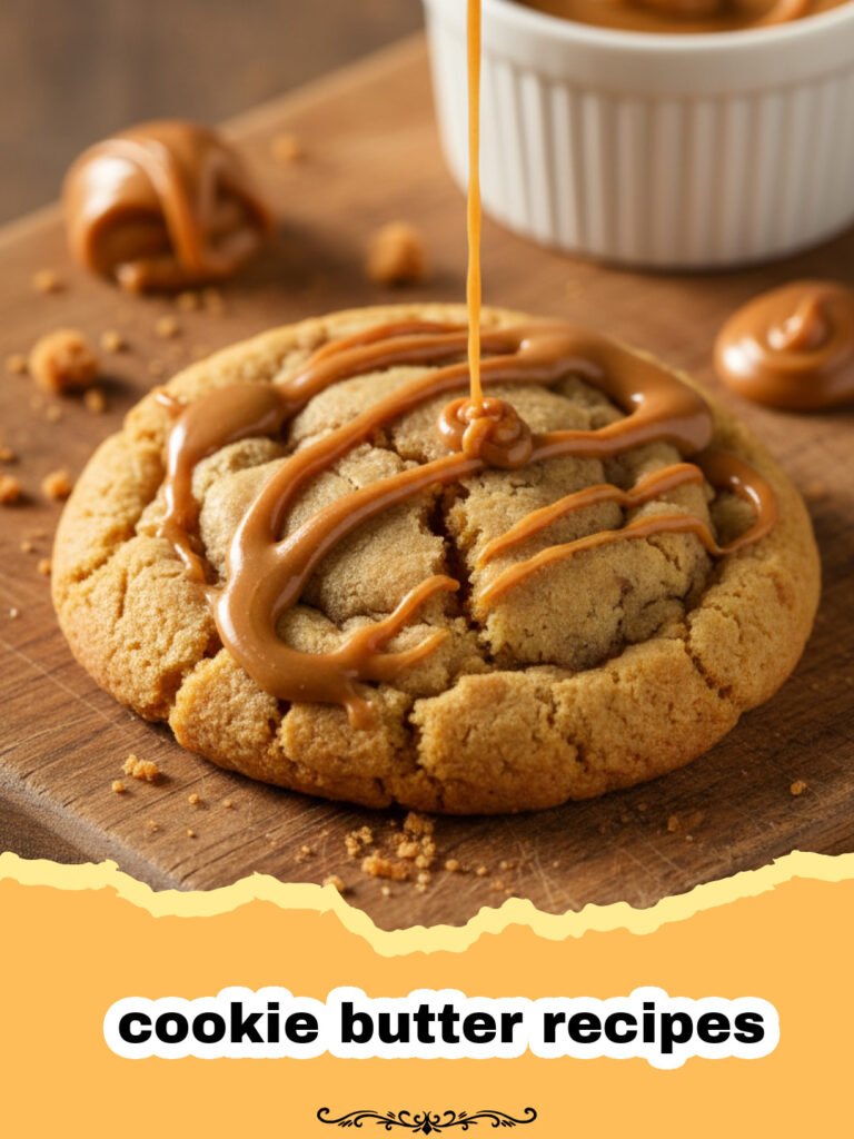The Ultimate Chewy Cookie Butter Cookies: A Biscoff Lover's Dream! 5 cookie butter recipes - Pile of chewy cookie butter cookies on a cooling rack with some Biscoff spread in the background