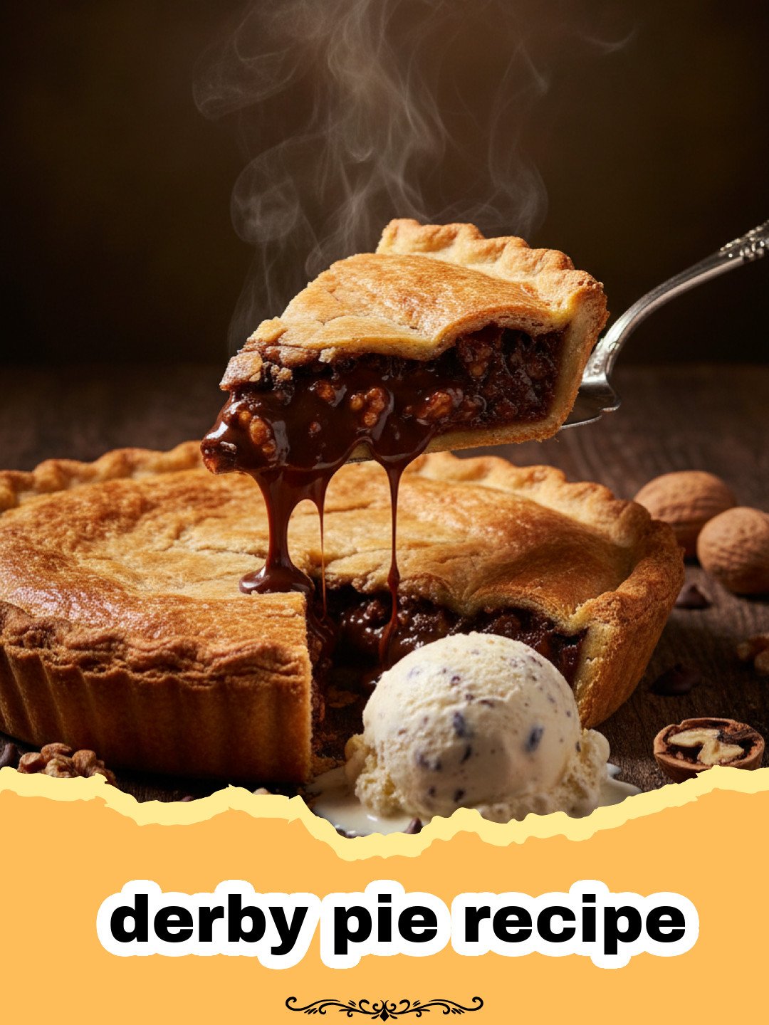 The Ultimate Classic Derby Pie Recipe: A Winning Dessert! 3 derby pie recipe - Slice of classic Derby Pie with chocolate and pecans, topped with a dollop of whipped cream