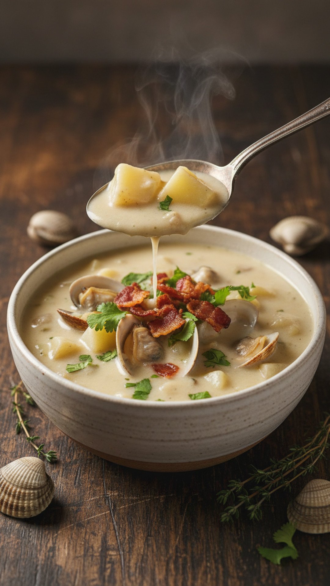 Classic New England Creamy Clam Chowder Preparation