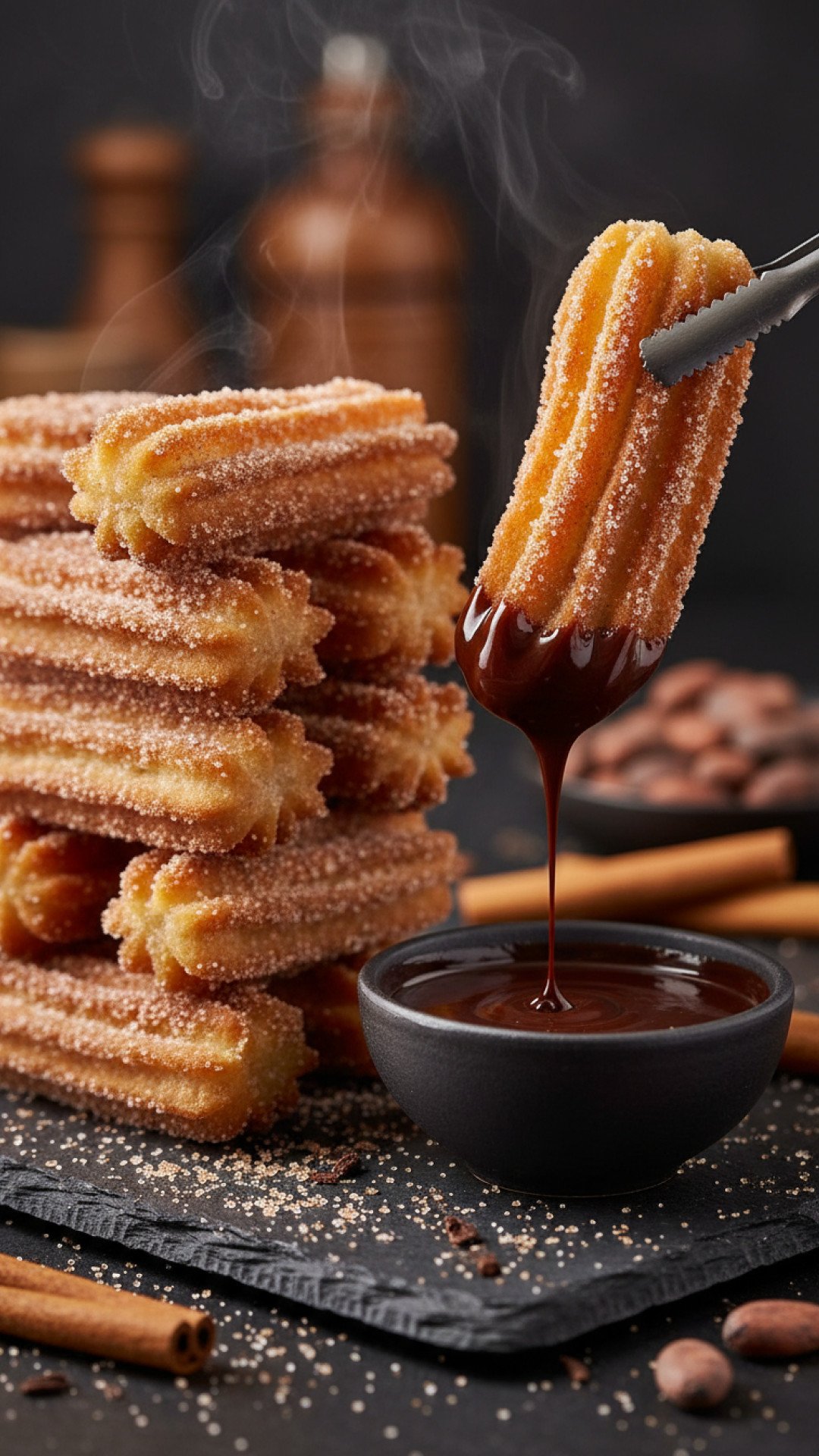 Classic Spanish Churros with Chocolate Dipping Sauce Preparation