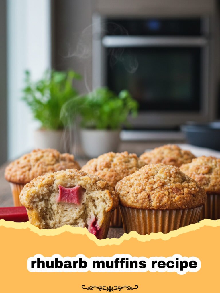 My Grandma's Best Rhubarb Muffins: A Sweet-Tart Spring Classic 5 rhubarb muffins recipe - Close-up of golden-brown rhubarb muffins with a slightly domed top, showing specks of pink rhubarb throughout, cooling on a wire rack.