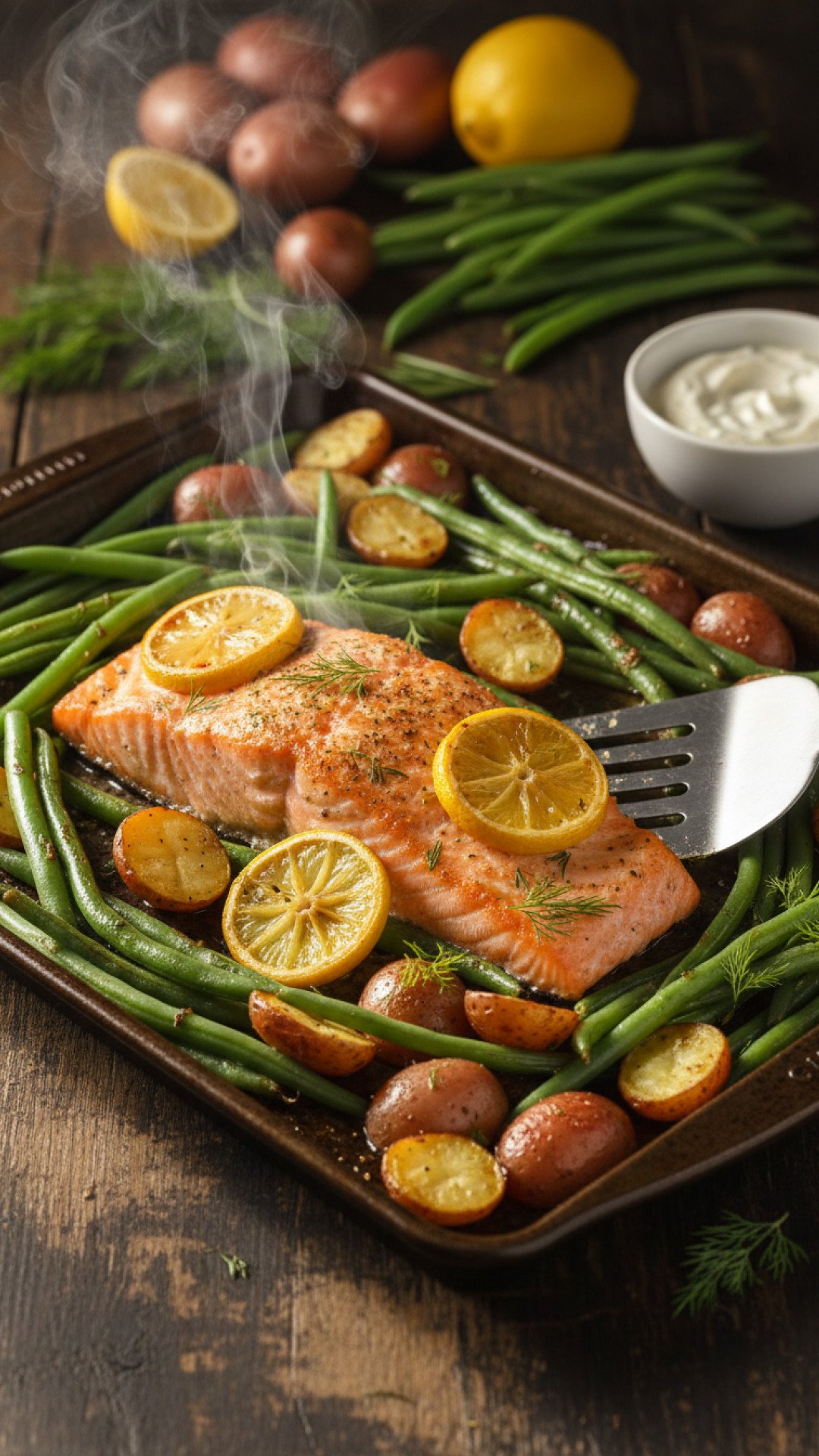 Easy Lemon Dill Sheet Pan Salmon with Roasted Vegetables Preparation