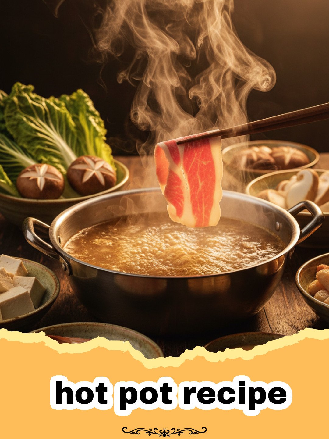 The Ultimate Communal Hot Pot Recipe: A Feast for Friends & Family 3 hot pot recipe - An inviting hot pot spread with a bubbling pot, platters of fresh meats, colorful vegetables, and an array of delicious dipping sauces.