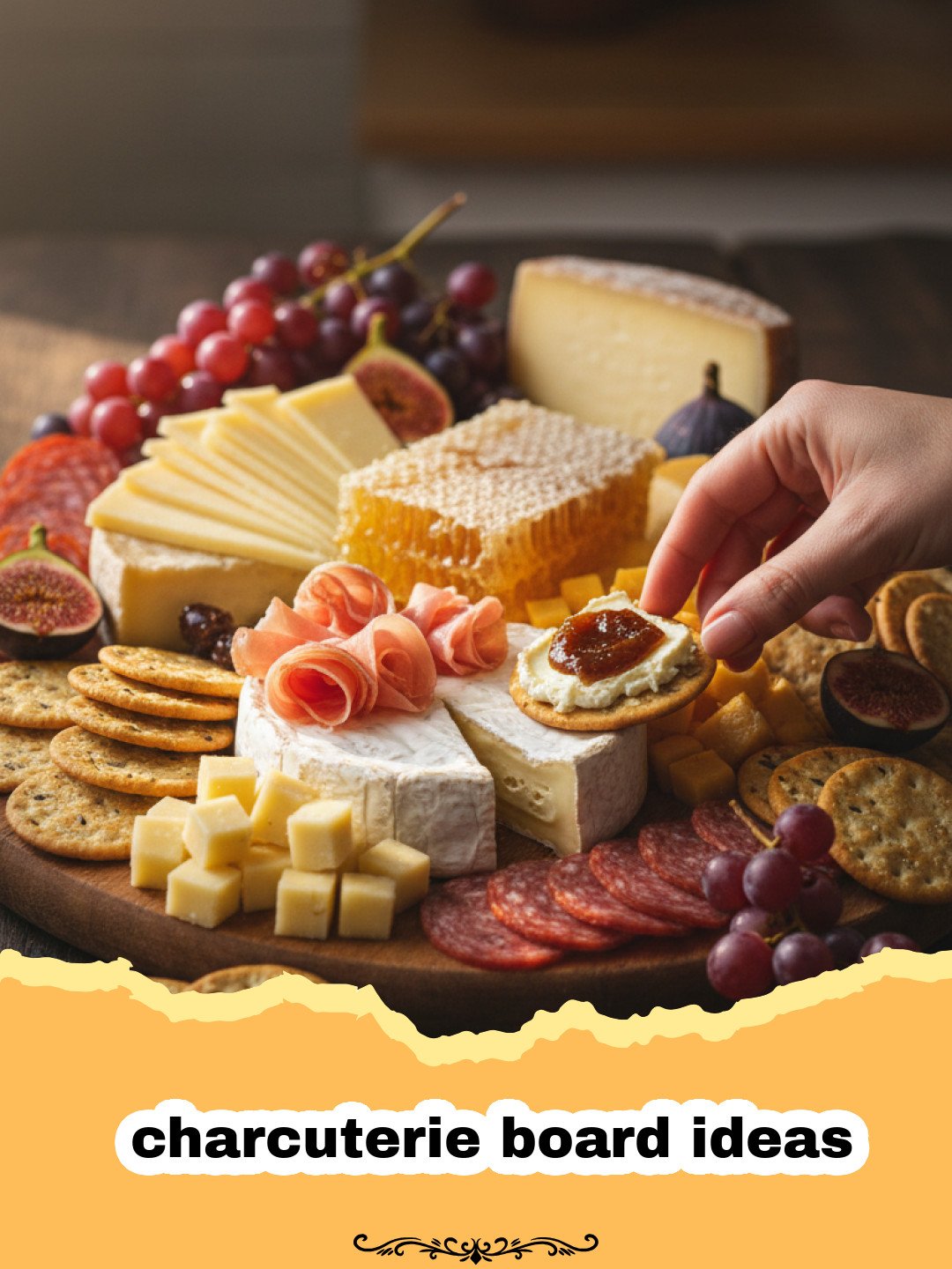 The Ultimate Guide to Crafting Stunning Charcuterie Boards 3 charcuterie board ideas - A lavish charcuterie board filled with an assortment of cheeses, cured meats, fruits, nuts, olives, and crackers, beautifully arranged for entertaining.