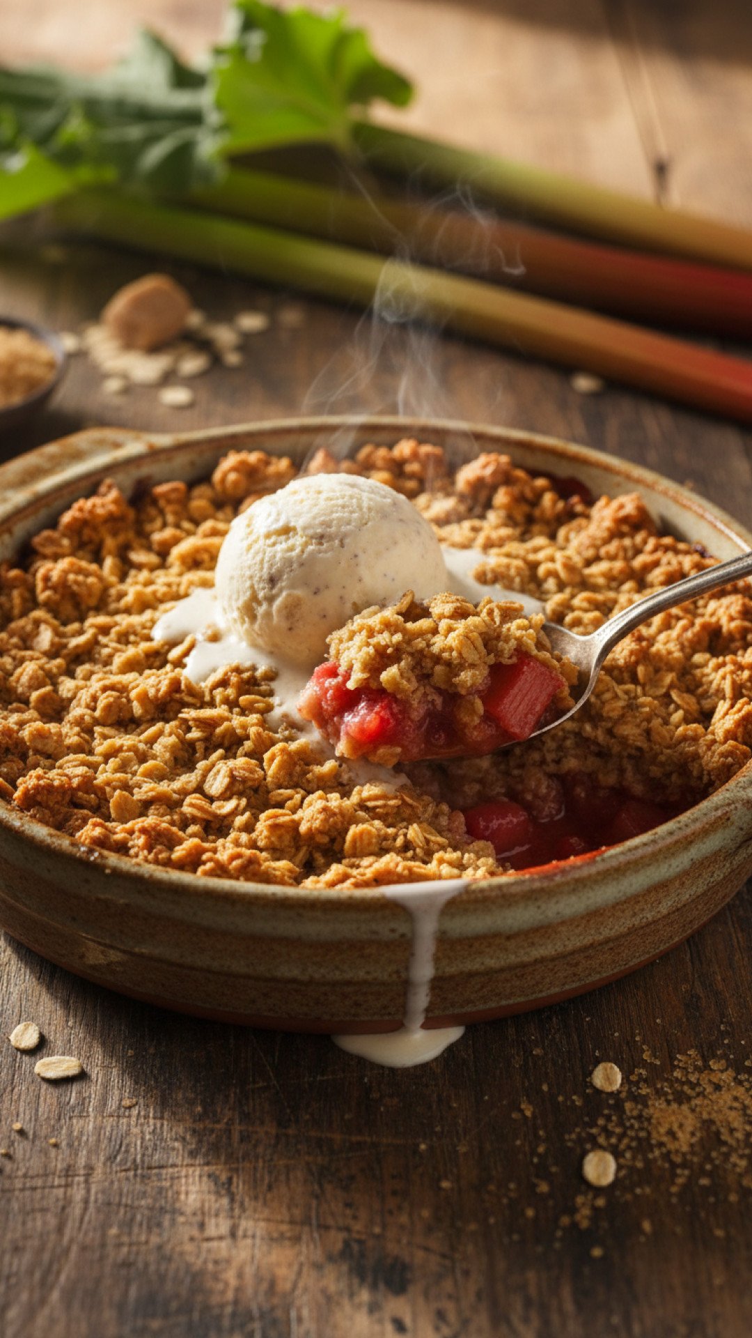 Grandma's Classic Rhubarb Crisp Preparation