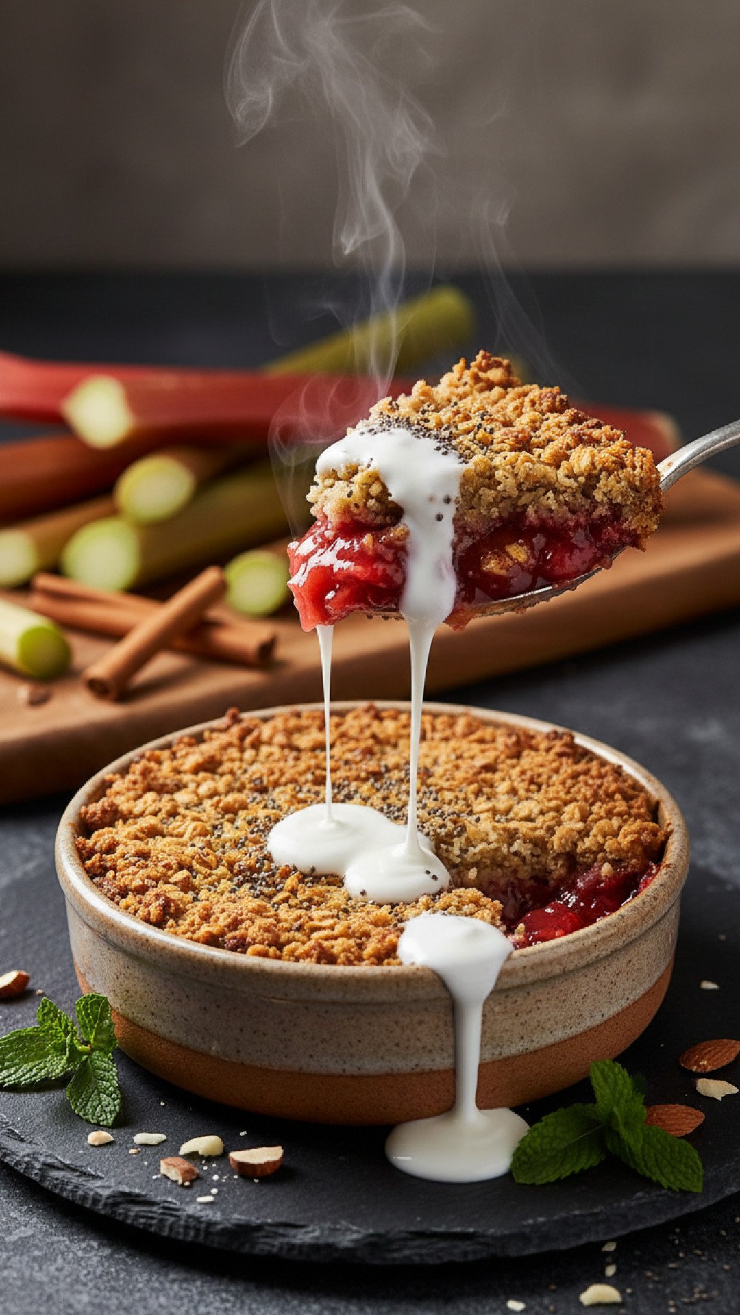 Healthy Rhubarb & Apple Crumble Preparation