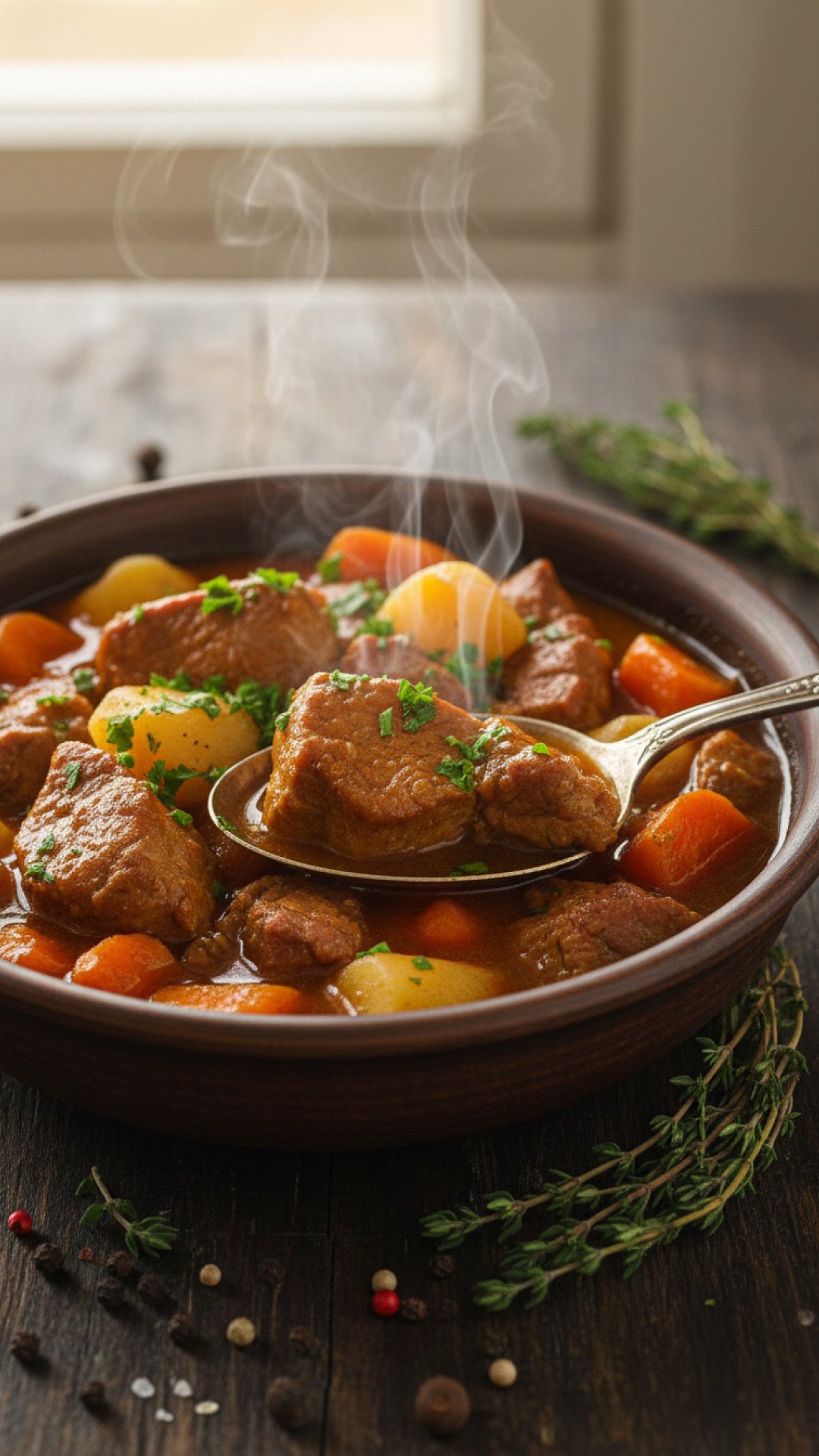 Hearty Slow-Cooked Pork Stew Preparation