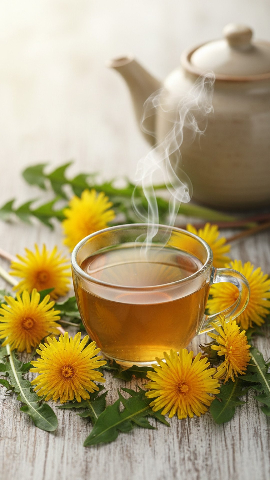 Homemade Dandelion Root and Leaf Tea Preparation