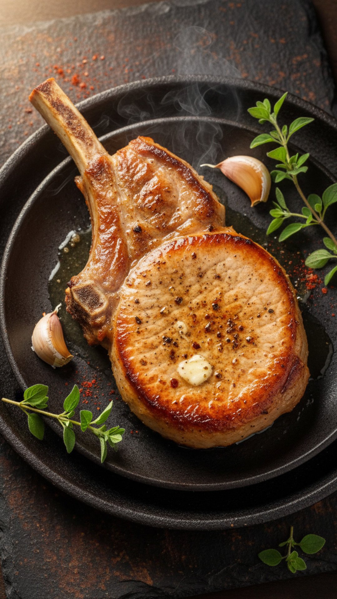 Juicy Pan-Seared Pork Chops with Garlic Herb Butter Preparation