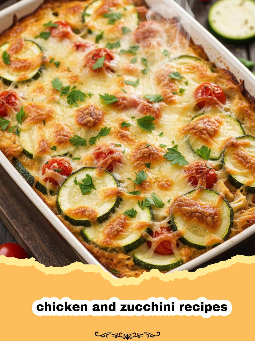 chicken and zucchini recipes - One-Pan Garlic Herb Chicken and Zucchini cooked to perfection on a baking sheet, garnished with fresh parsley.