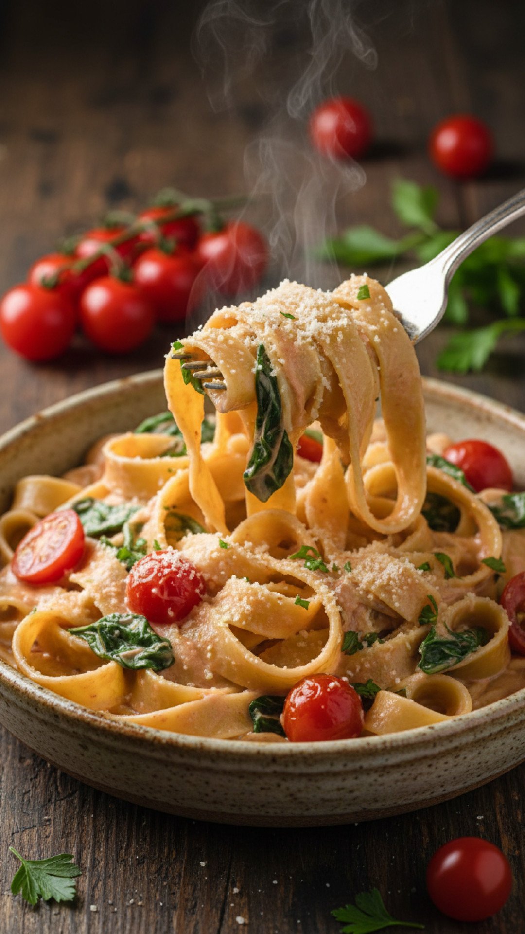 One-Pot Tomato & Basil Pasta Preparation