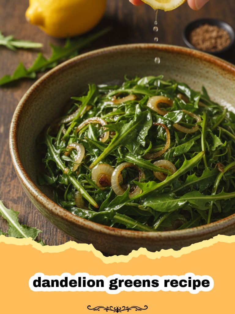 Sautéed Dandelion Greens Recipe with Lemon and Garlic 5 dandelion greens recipe - A close-up of sautéed dandelion greens with garlic slices and lemon zest in a skillet.