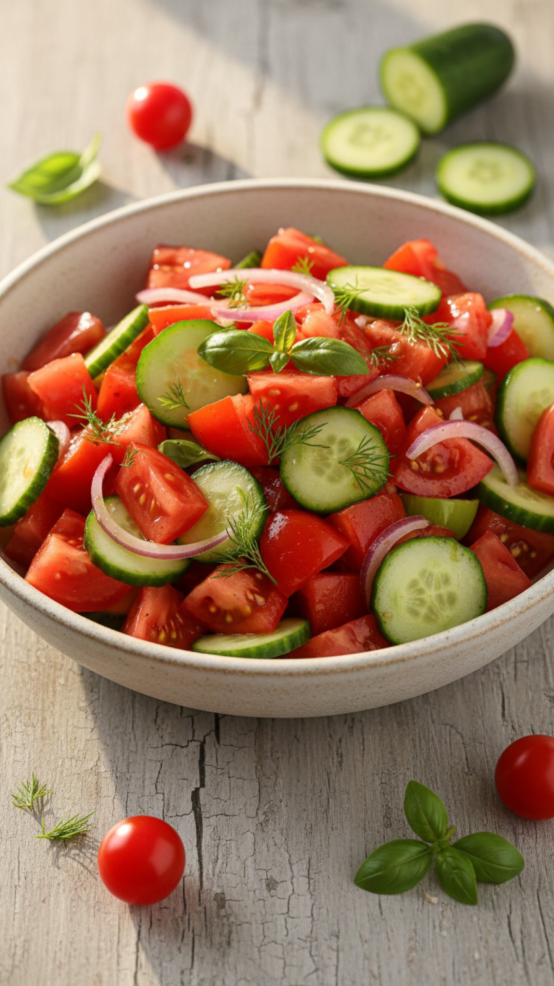 Refreshing Tomato Cucumber Salad Preparation