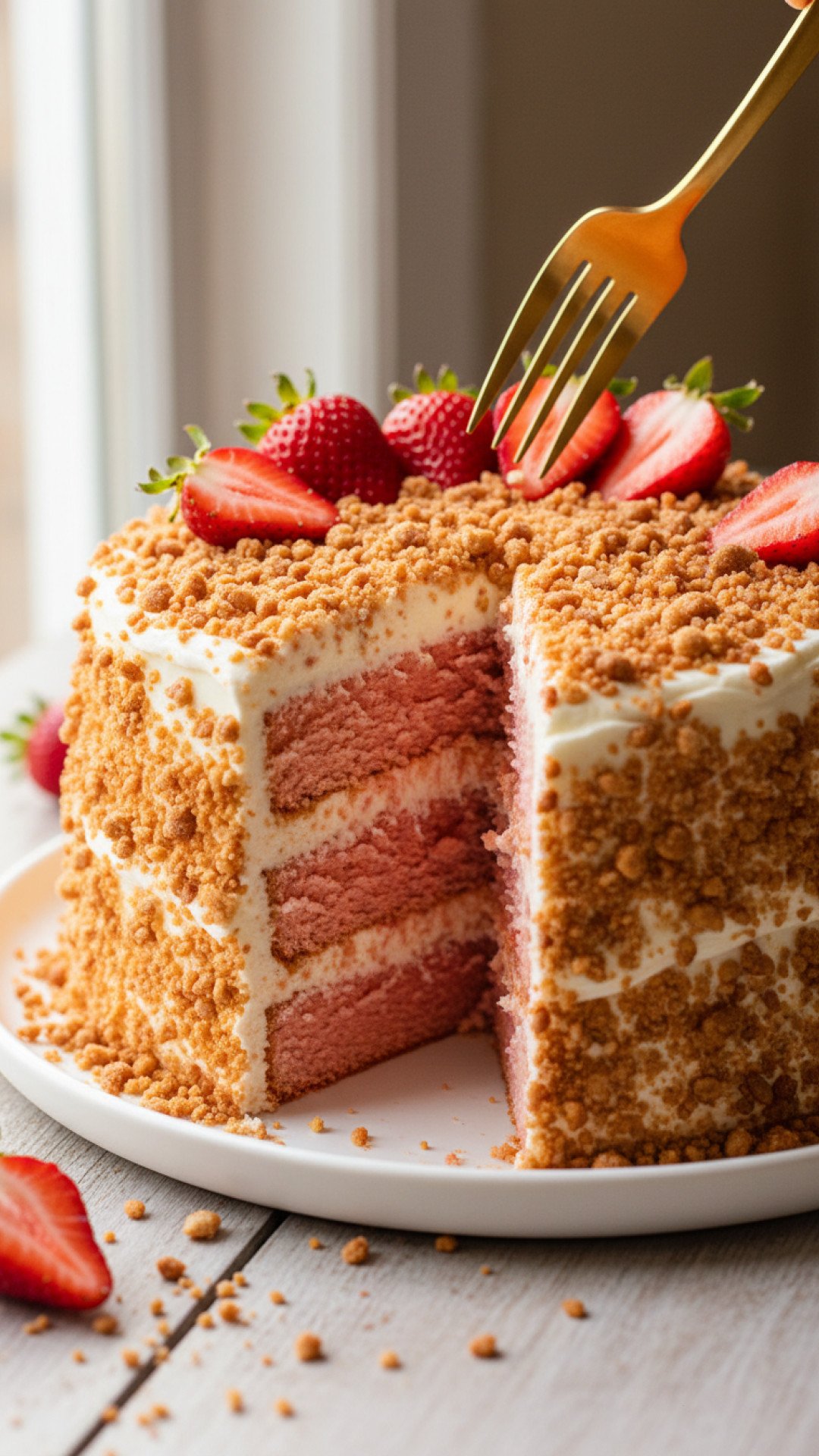 The Ultimate Strawberry Crunch Cake Preparation