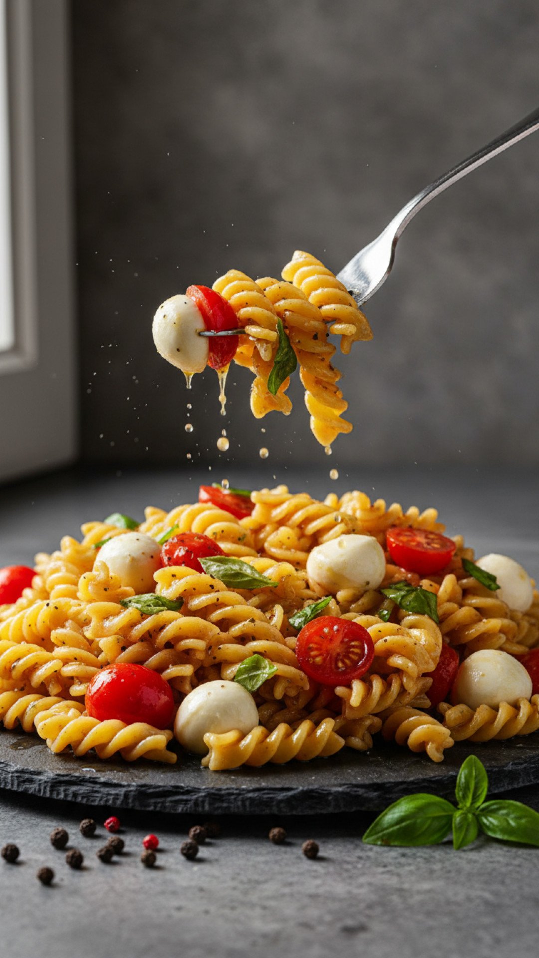 Classic Caprese Pasta Salad Preparation