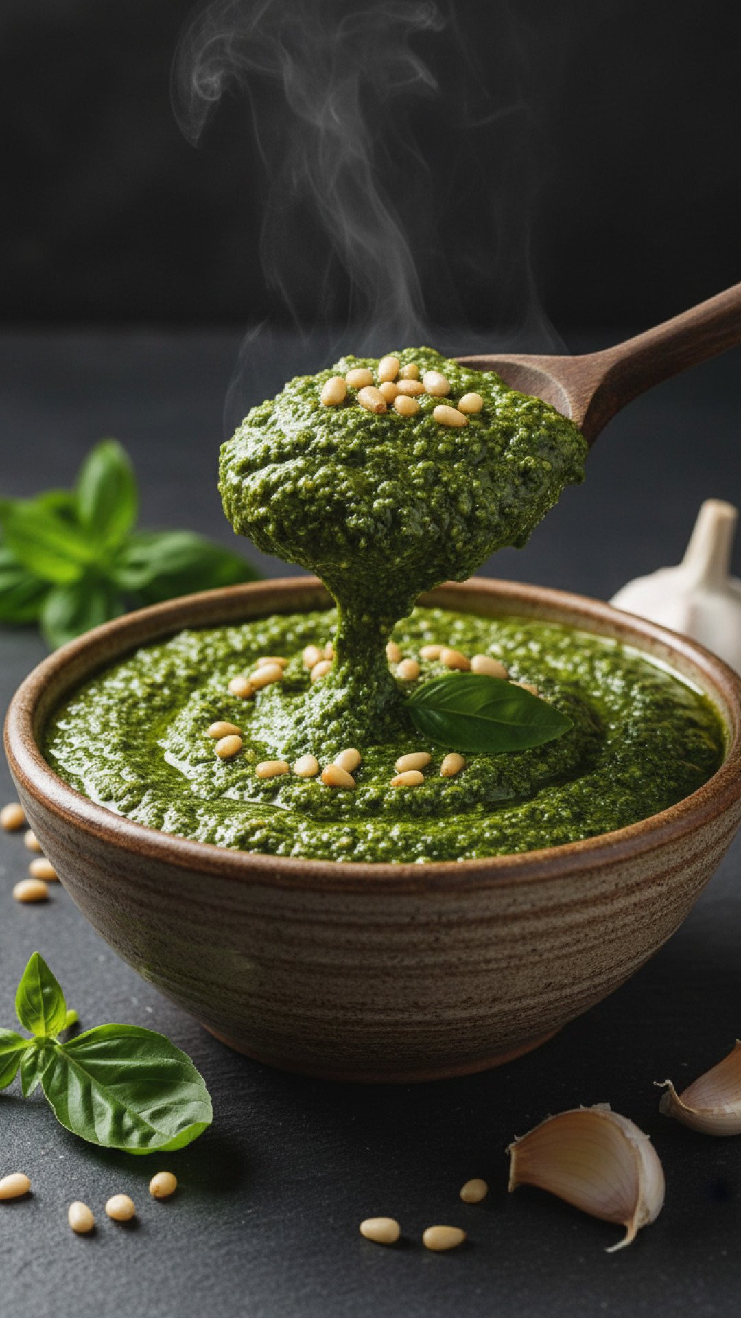 Classic Homemade Basil Pesto Preparation