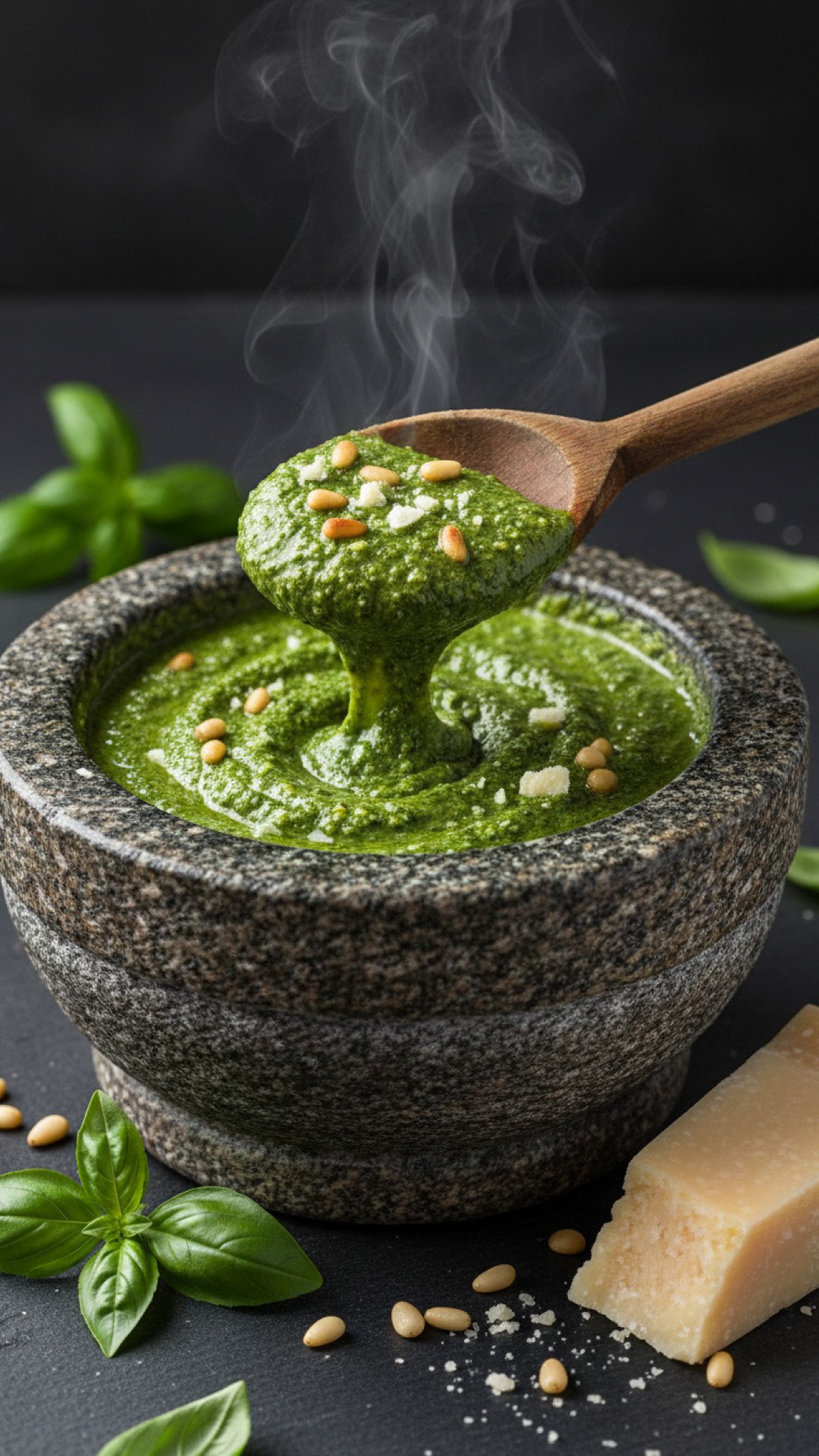 Classic Homemade Basil Pesto Preparation
