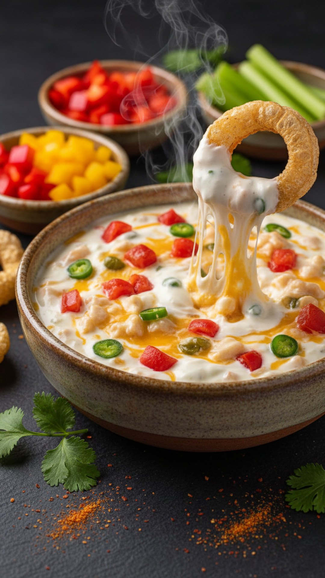 Creamy Herb & Veggie Pool Dip Preparation