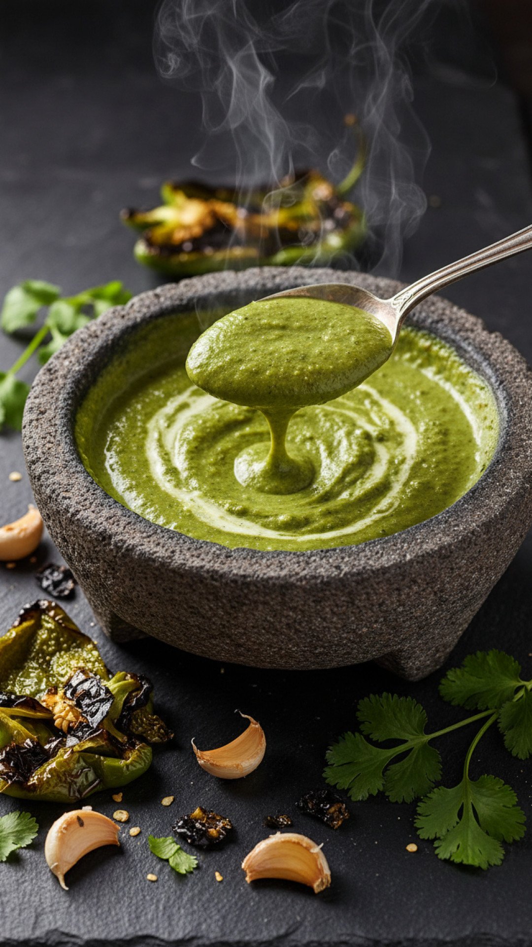 Creamy Roasted Poblano Rajas Preparation