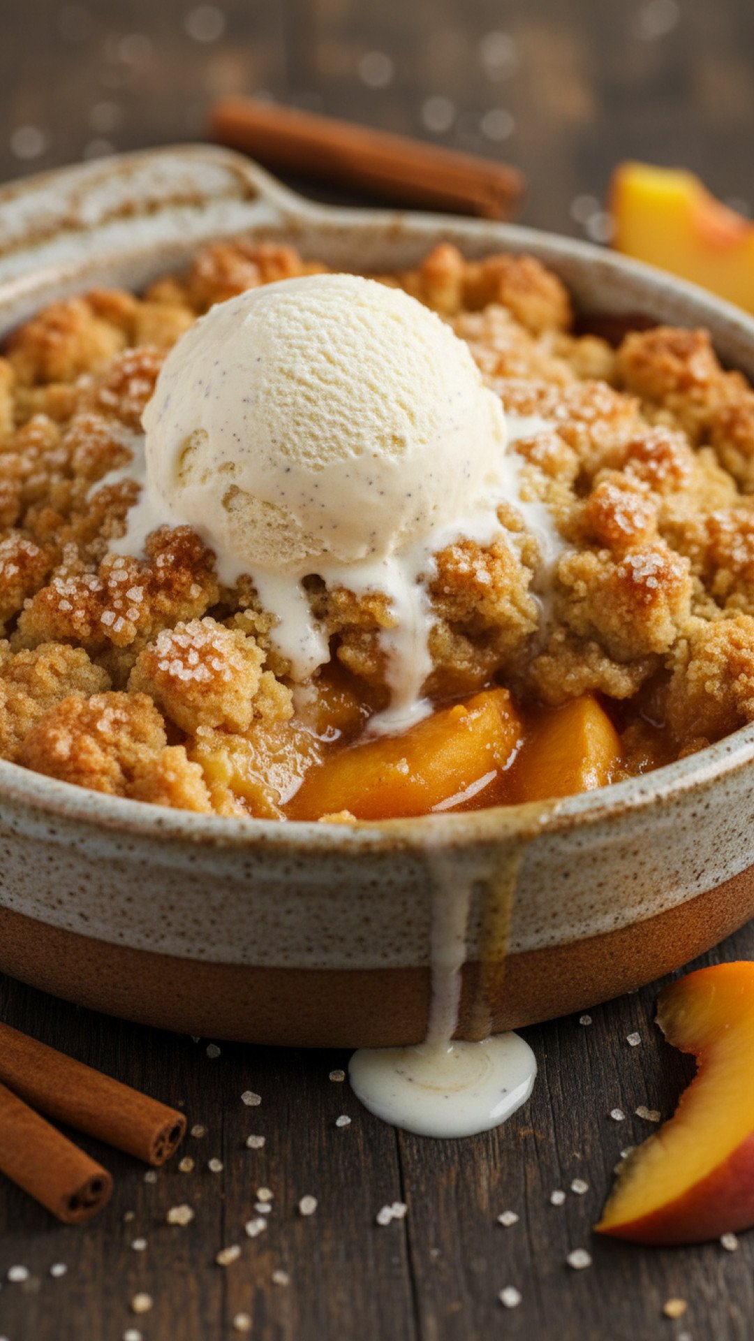 Easy Peach Crumble Bake Preparation