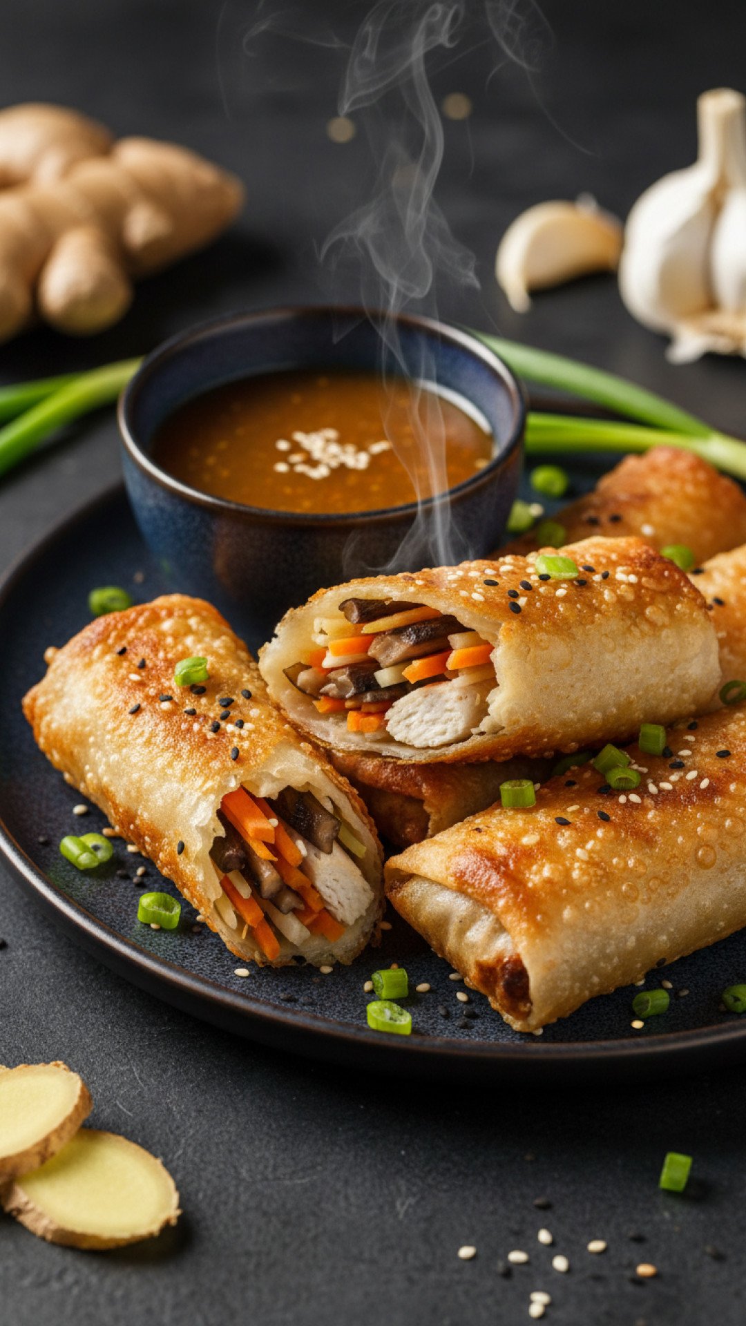 Fresh & Flavorful Rice Paper Spring Rolls with Peanut Dipping Sauce Preparation