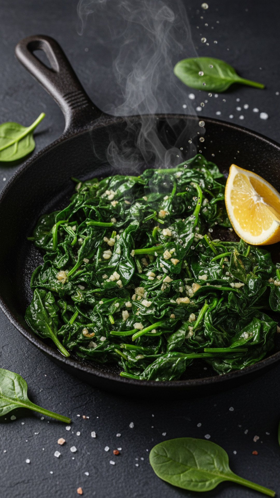Garlicky Lemon Parmesan Sautéed Spinach Preparation
