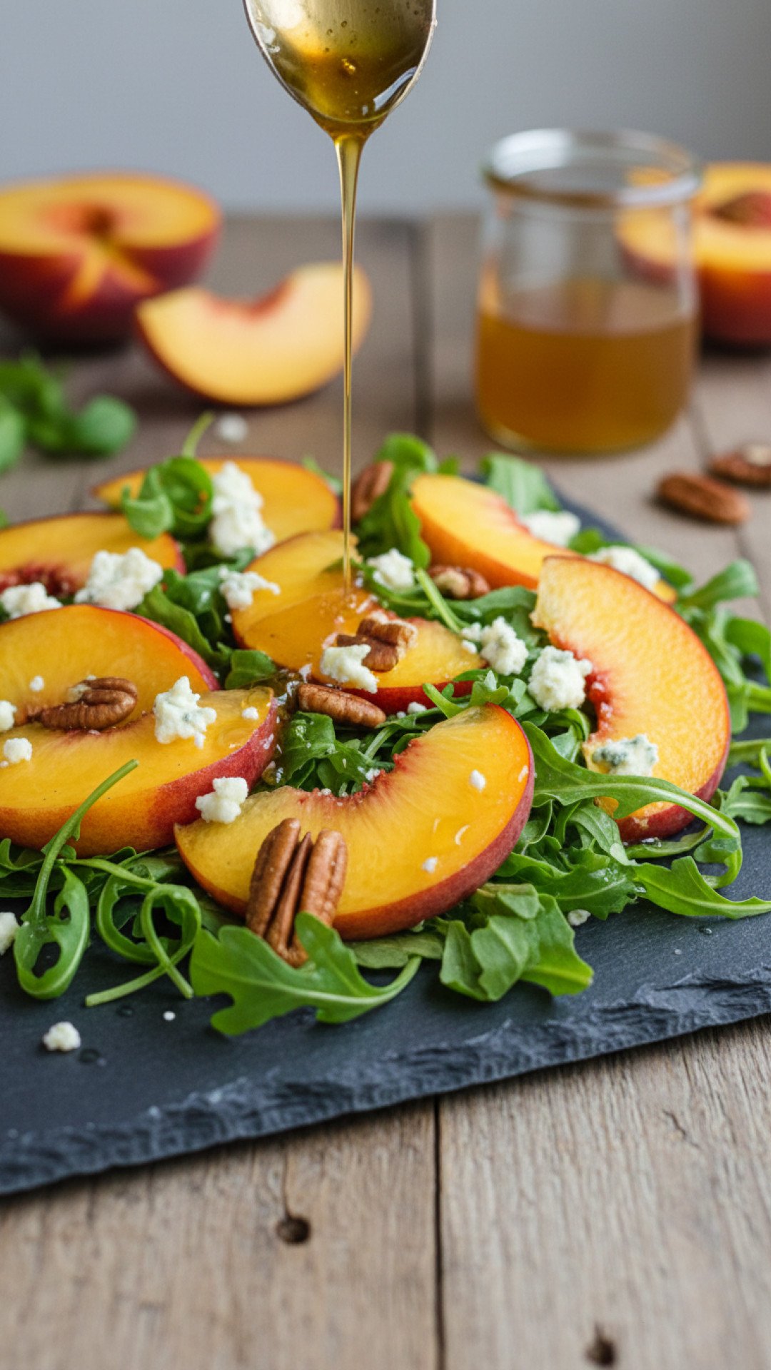 Gourmet Peach and Burrata Salad with Balsamic Glaze Preparation