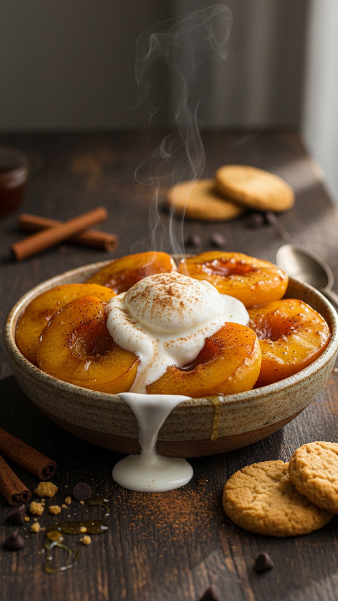 Heavenly Peach Crumble with Toasted Pecan Topping Preparation
