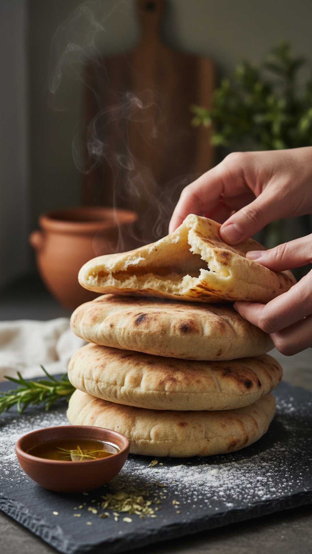 Homemade Fluffy Pita Bread Preparation