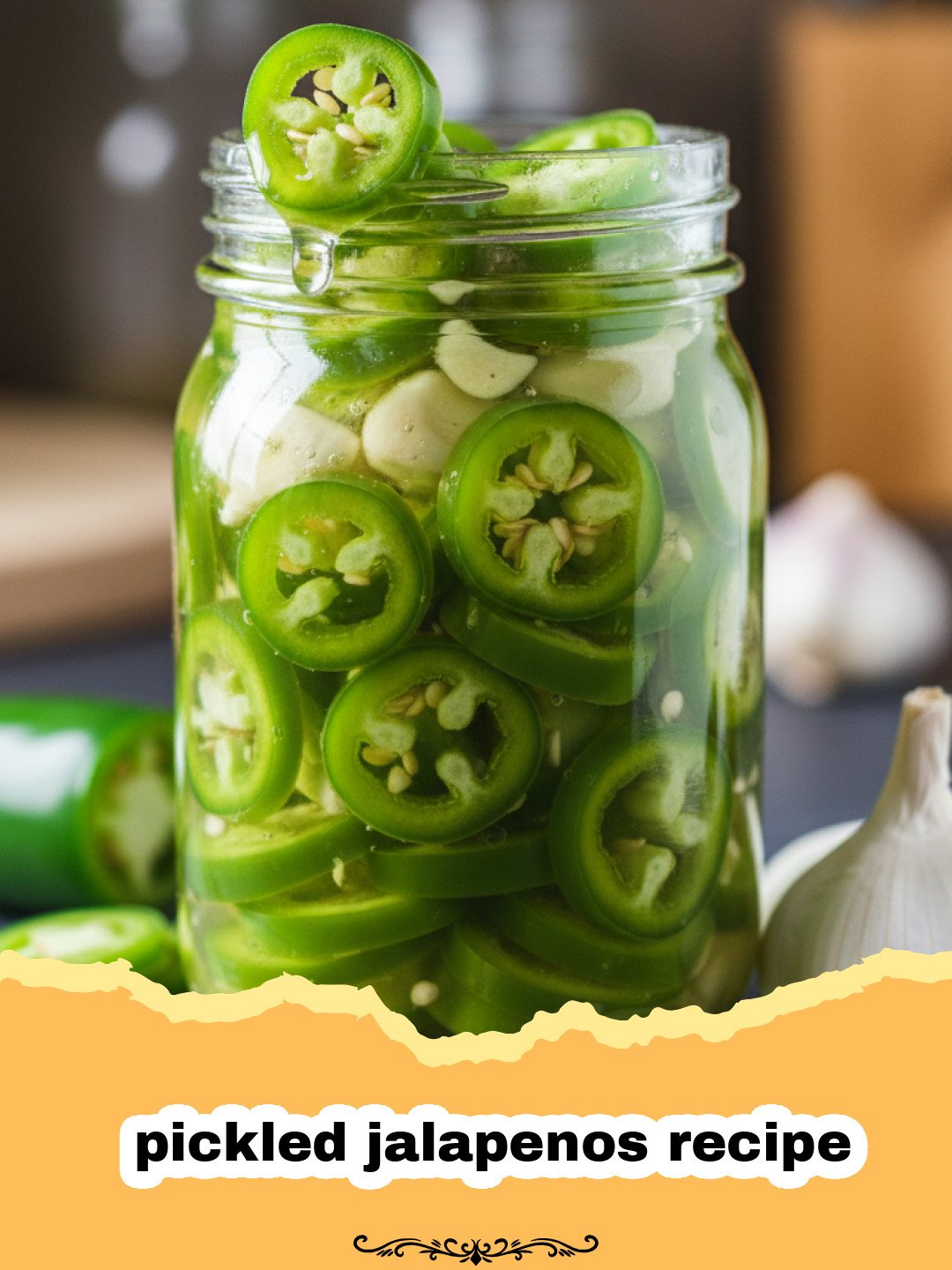 The Best Quick Pickled Jalapeños Recipe: Spicy, Tangy & Easy! 3 pickled jalapenos recipe - Two glass jars filled with bright green pickled jalapeno slices with a few garlic cloves and black peppercorns visible.