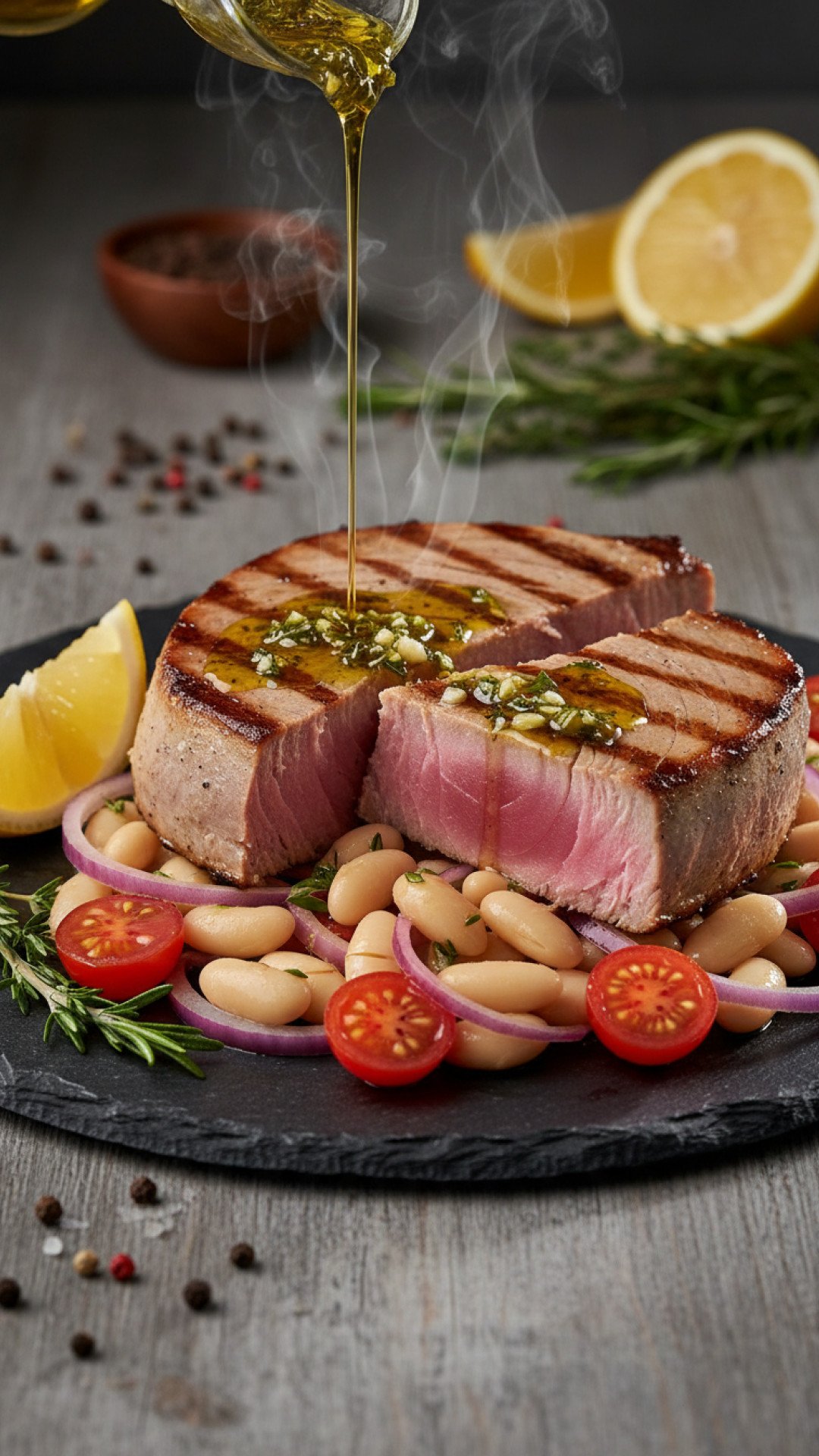 Pan-Seared Ahi Tuna Steaks with Garlic-Soy Glaze Preparation