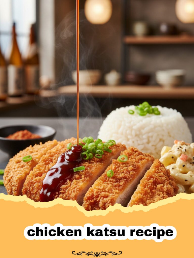 Crispy Perfection: Your Guide to the Best Homemade Chicken Katsu 5 chicken katsu recipe - Crispy golden chicken katsu slices with homemade katsu sauce, served with rice and shredded cabbage.