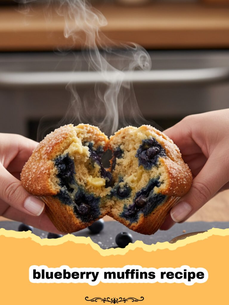 The Ultimate Fluffy Blueberry Muffins Recipe: A Taste of Homemade Comfort 5 blueberry muffins recipe - A close-up of a perfectly baked, fluffy blueberry muffin with a golden, crunchy top and visible blueberries