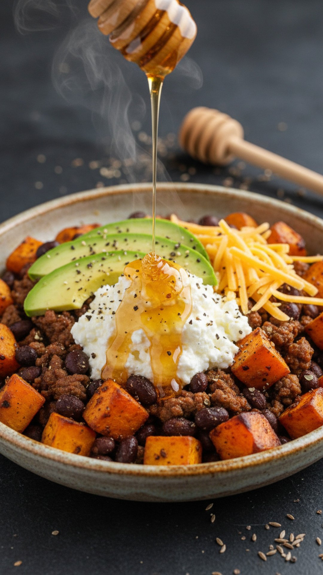 Roasted Sweet Potato & Black Bean Power Bowl Preparation
