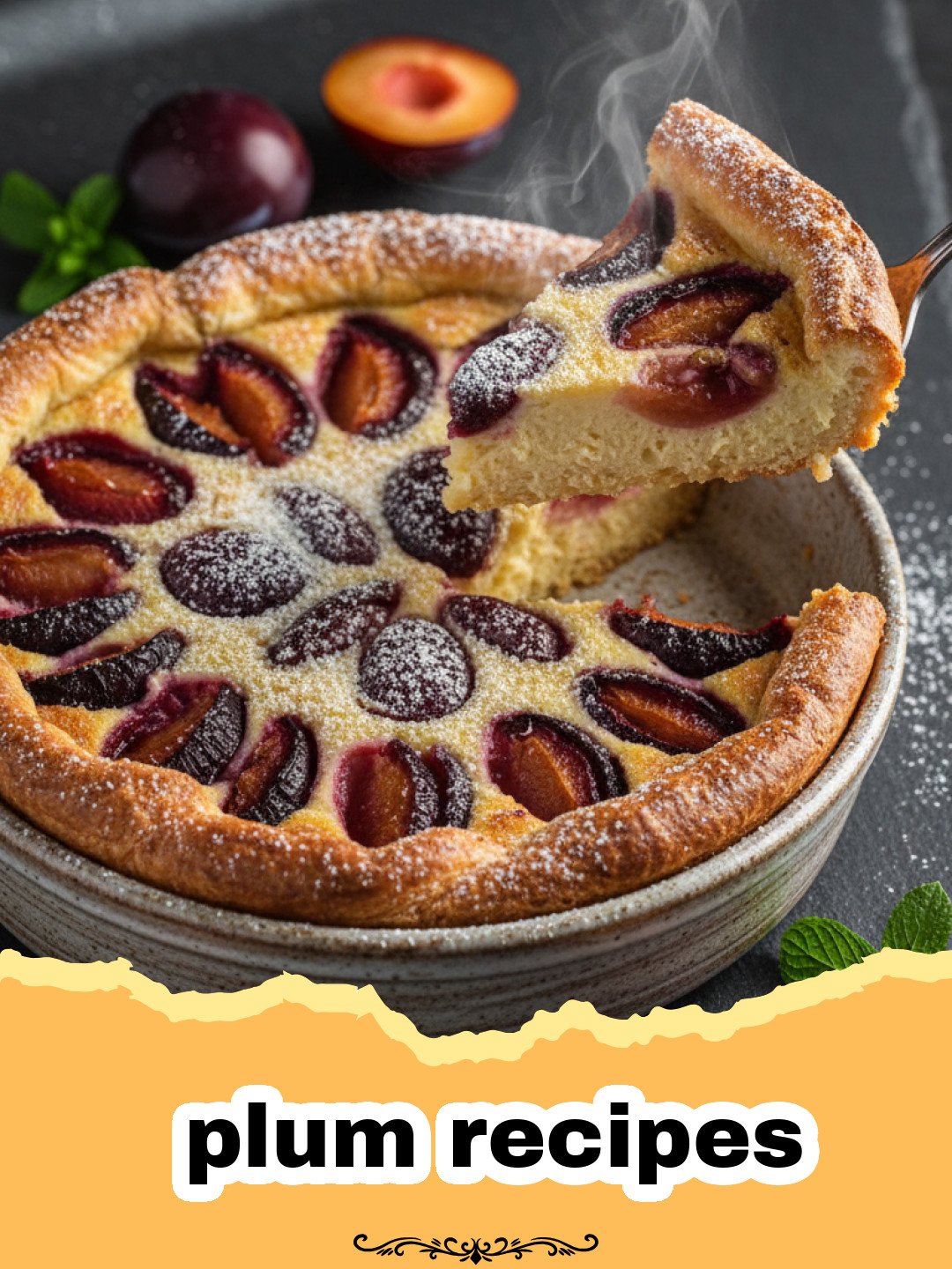 The Most Delightful Spiced Plum Crumble: A Perfect Homage to Summer's Sweetest Fruit 3 plum recipes - Delicious Spiced Plum Crumble in a baking dish, with a golden oat topping and bubbling purple plum filling.
