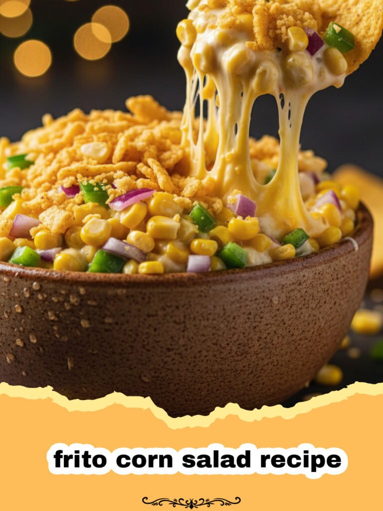 The Ultimate Creamy & Crunchy Frito Corn Salad: Your New Favorite Potluck Dish! 5 frito corn salad recipe - A close-up of a vibrant, creamy Frito corn salad in a white bowl, garnished with fresh cilantro and extra Fritos.