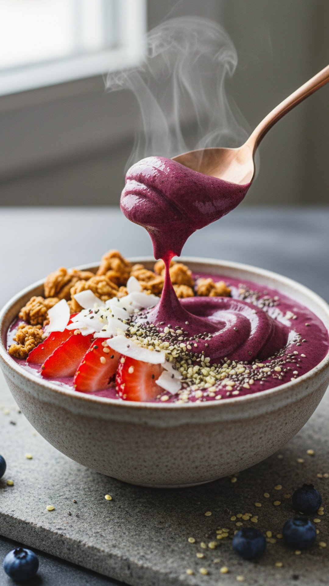 The Ultimate Creamy Berry Smoothie Bowl Preparation