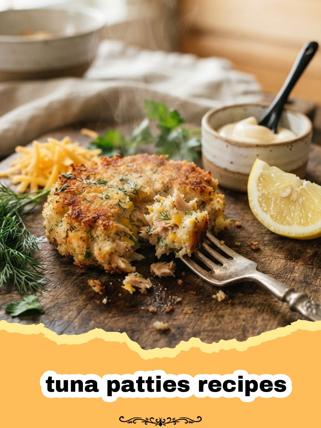 The Ultimate Crispy & Flavorful Tuna Patties Recipe: A Nostalgic Comfort Food 3 tuna patties recipes - Golden brown crispy tuna patties served on a plate with fresh lemon wedges and dill.