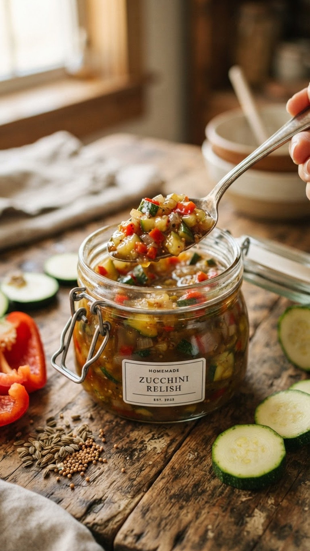 Classic Sweet and Tangy Zucchini Relish Preparation