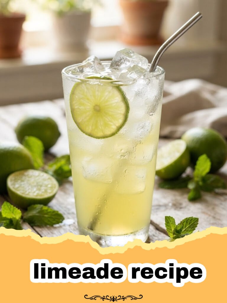 limeade recipe - A glass of fresh limeade with lime slices and mint