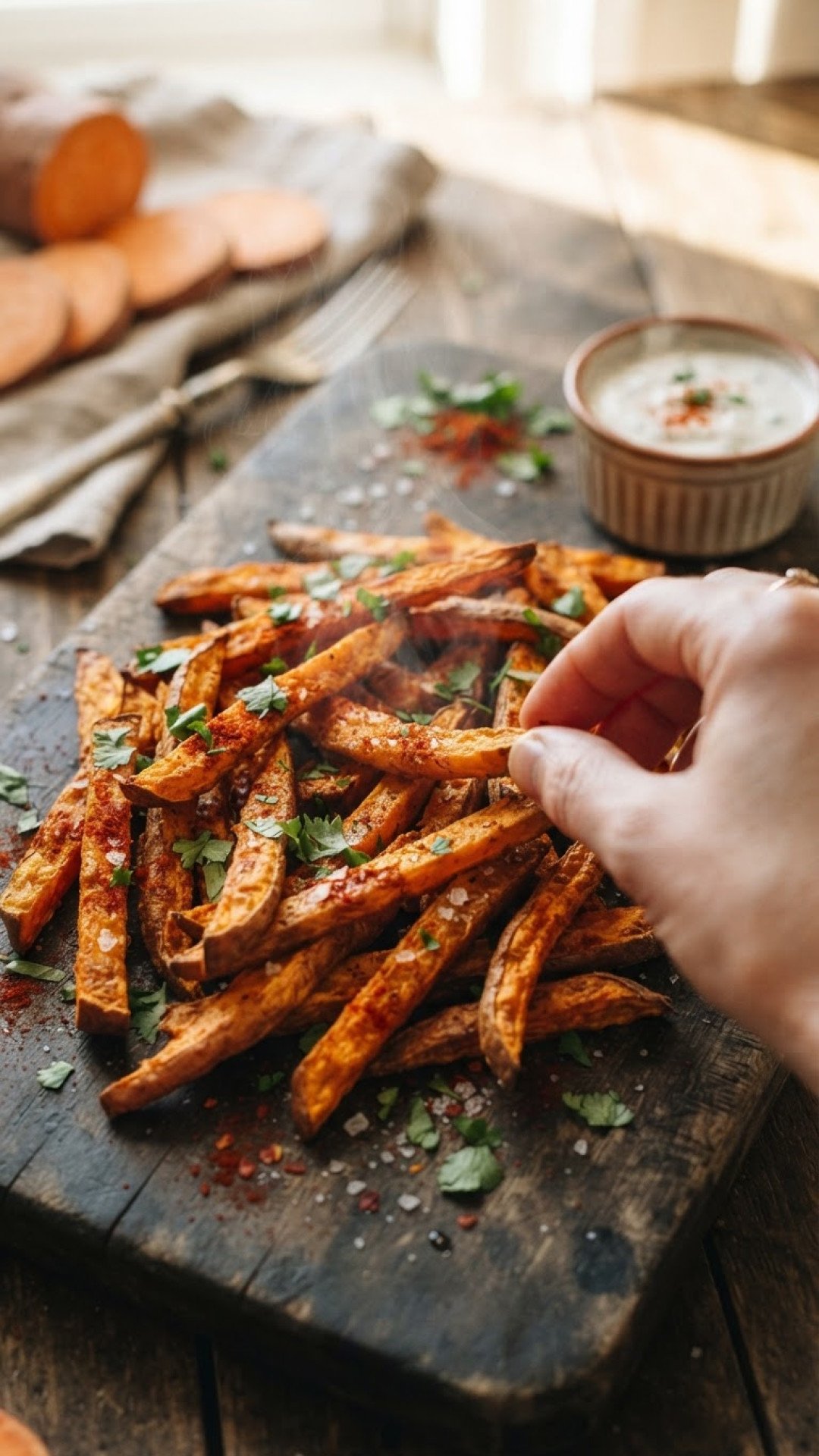 The Crispiest Air-Fried Sweet Potato Fries You'll Ever Make! 4 Air-Fried Sweet Potato Fries Preparation