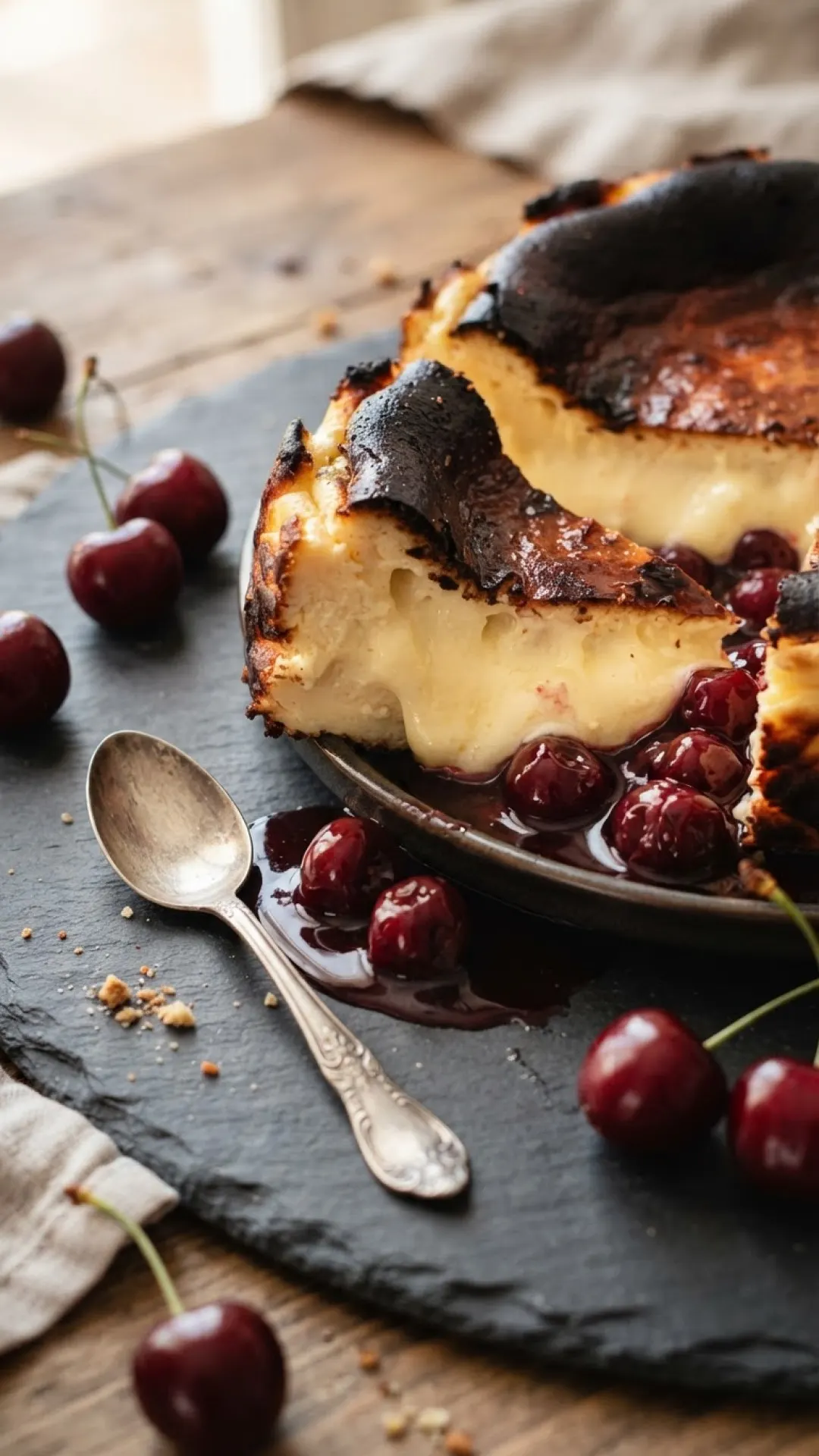 The Ultimate Basque Burnt Cheesecake with Homemade Cherry Compote 4 Basque Burnt Cheesecake with Cherry Compote Preparation