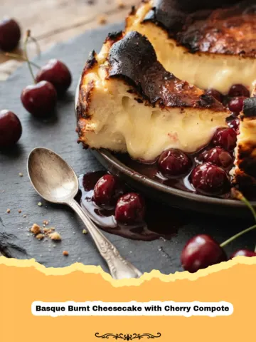 The Ultimate Basque Burnt Cheesecake with Homemade Cherry Compote