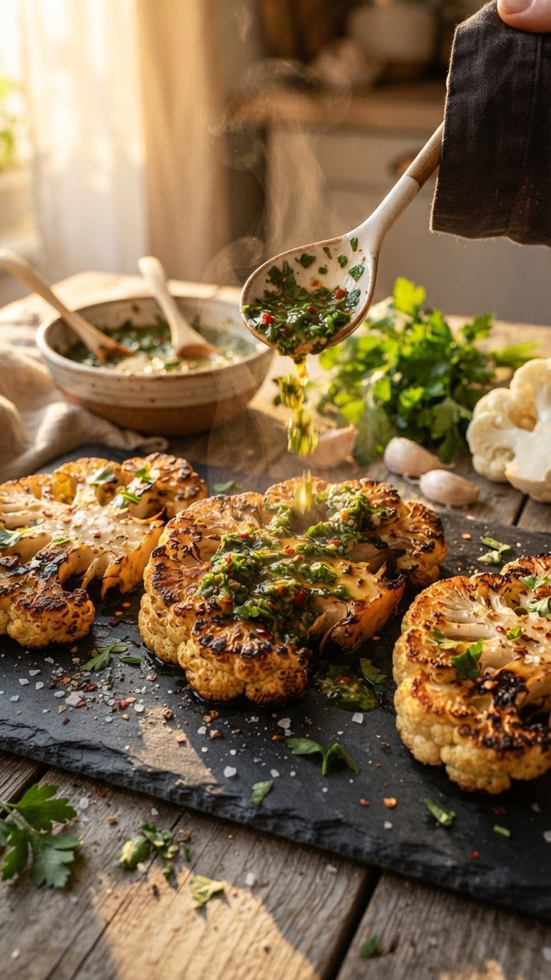 The Ultimate Guide to Perfectly Roasted Cauliflower Steaks with Zesty Chimichurri 4 Cauliflower Steaks with Vibrant Chimichurri Preparation