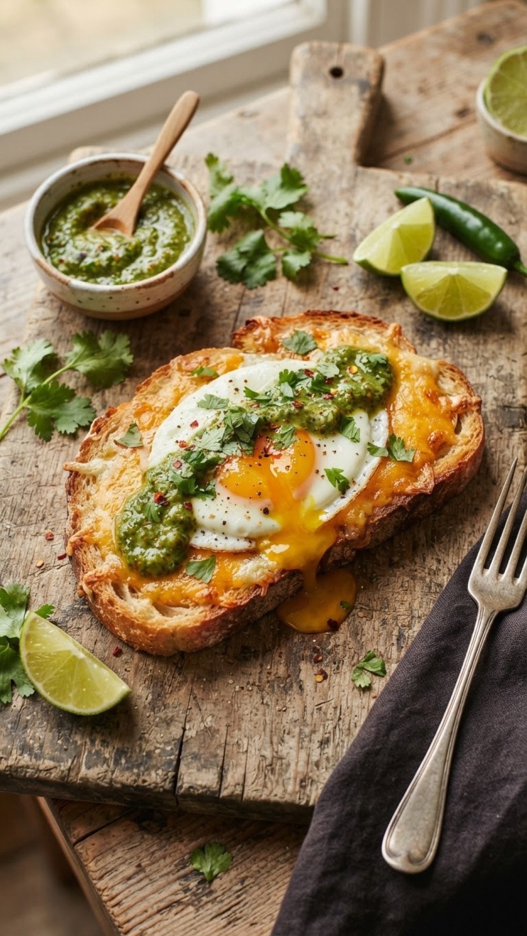 Cheesy Egg Toast with Coriander-Yogurt Chutney Preparation