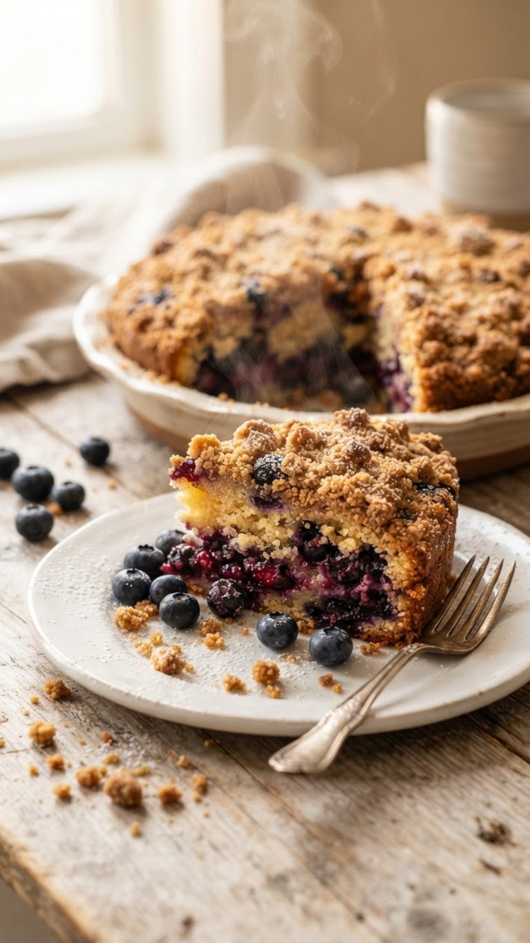Classic Blueberry Coffee Cake with Crumb Topping Preparation