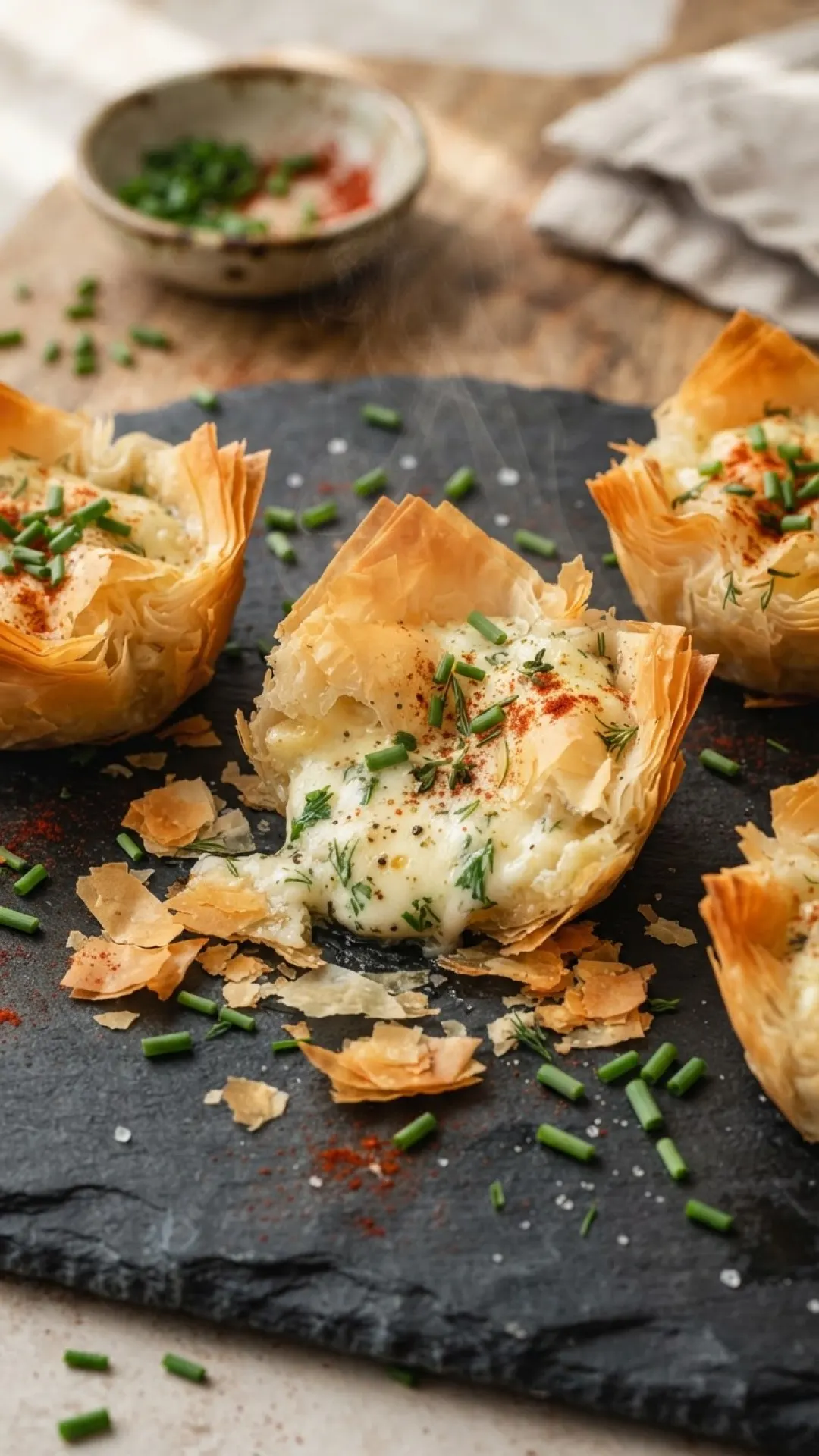 Creamy Harissa & Cheese Phyllo Bites Preparation